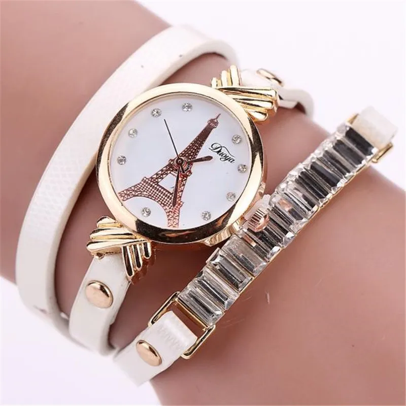 

New Fashion Exquisite Small Dial Women Watches Luxury Leather Surround Rhinestone Bracelet Watches Ladies Quartz Dress Watch #S