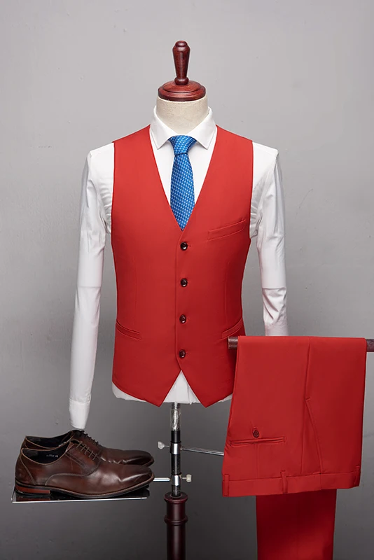 New High Quality Red Men's Suits Slim Fit Casual Business Dress Suits Men Clothes 2019 Solid Formal Wear Wedding Groom Tuxedos New High Quality Red Men's Suits Slim Fit Casual Business Dress Suits Men Clothes 2019 Solid Formal Wear Wedding Groom Tuxedos