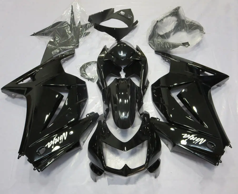 Черный Блеск ABS пластик обтекатель система впрыска Кузов комплект для Kawasaki Ninja 250R EX250 2008-2012 мотоцикл обтекатели