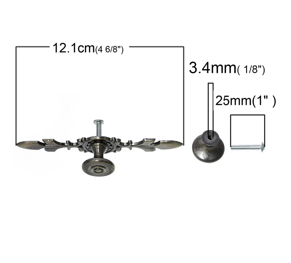 Zinc Based Alloy Drawer Handles Pulls Knobs Cabinet Furniture Hardware Fleur-De-Lis Antique Bronze 12.1x2.4cm 2.5x0.8cm, 1 Set