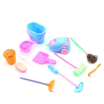 

9Pcs/Set Home Furniture Furnishing Cleaning Cleaner Kit For Barbie Doll House Sep25 Drop Ship