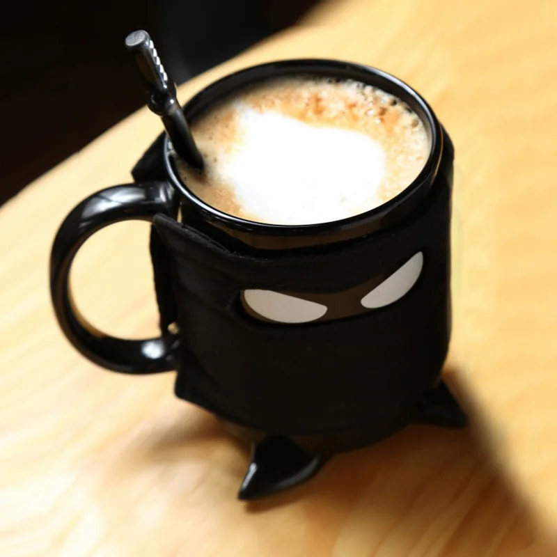 Transhome-Creative-Ninja-Coffee-Mug-350ml-Black-Mask-Ceramic-Mug-With-Spoon-Sword-And-Shuriken-Coaster