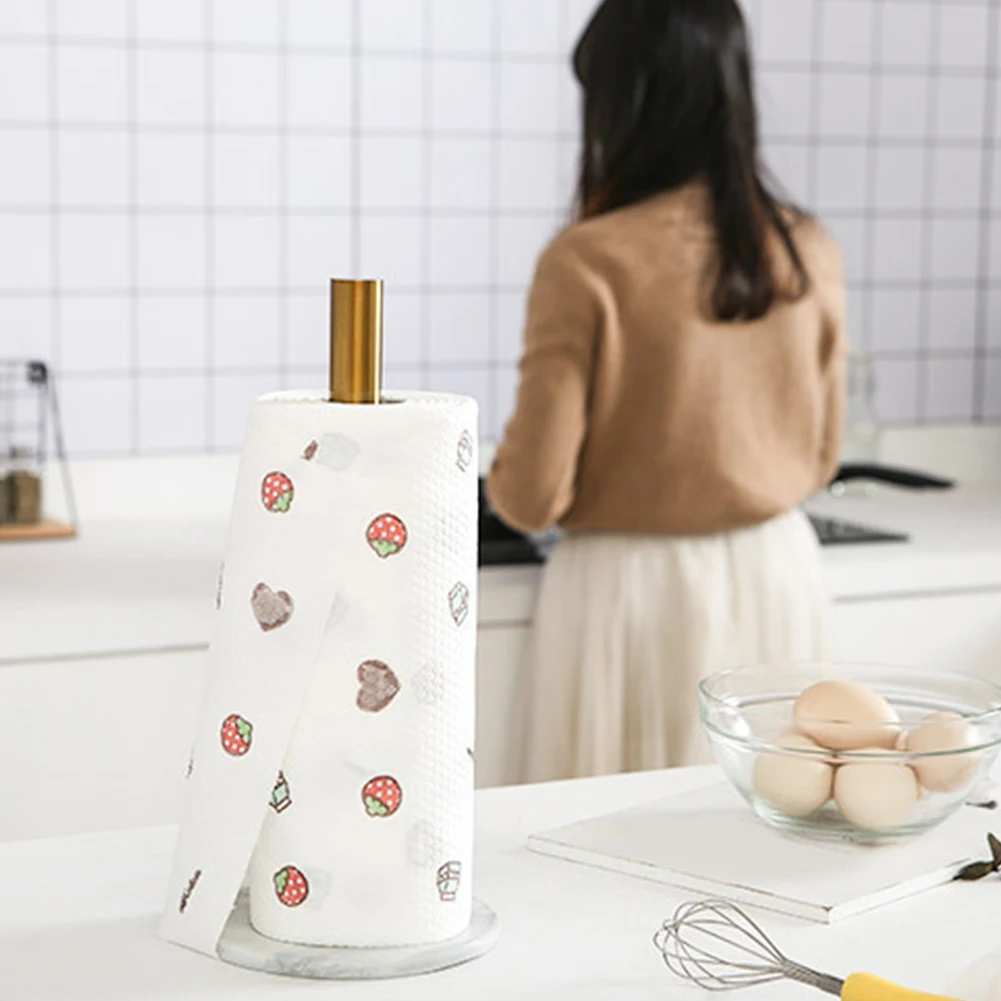 

Shelf Storage Kitchen Roll Paper Holder Towel Retro Home Decor Gold-plated Organizer Desktop Toilet Desktop Rack Nordic Marble