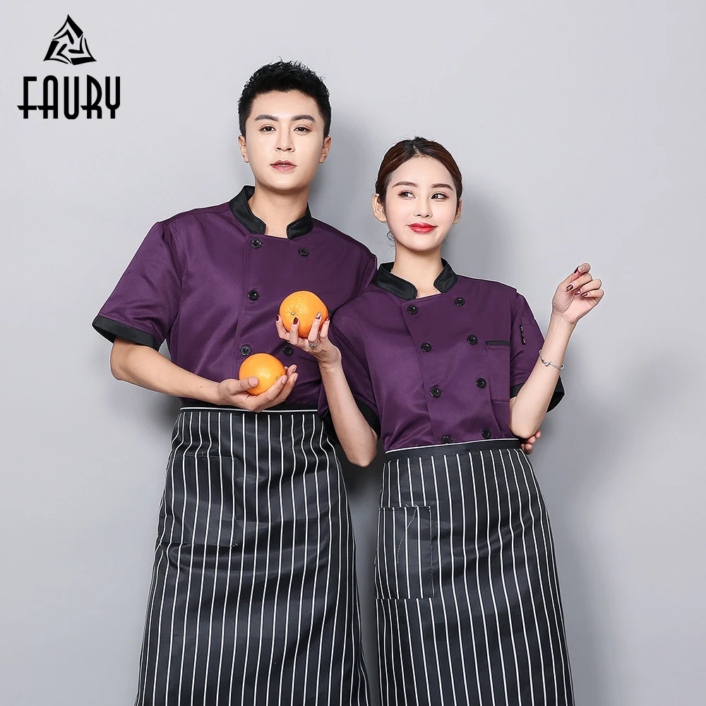 

Chef Uniform Wholesale Buffet Dessert Shop Logo Custom Waiter Work Clothes Cook Jacket Barbers Back Breathable Mesh Kitchen