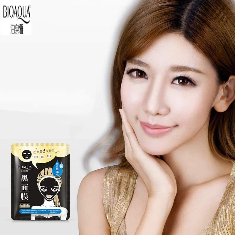 BIOAQUA 1PC Black Facial Mask Nose Blackhead Remover Black Head Acne Treatments Moisturizing Face Care Available Wholesale 4