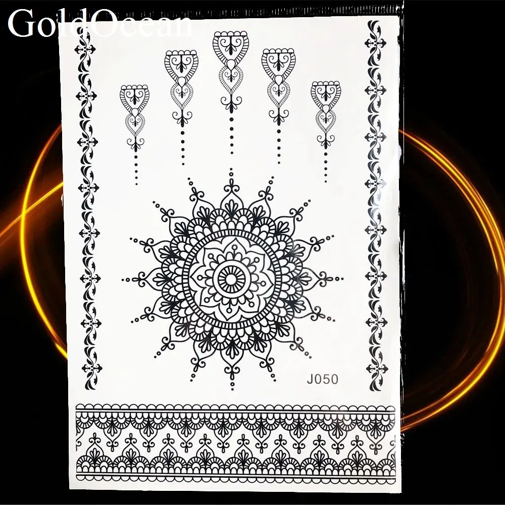 Одноразовые черные серьги Henna Mandala водостойкая тату наклейка для девушек на шею