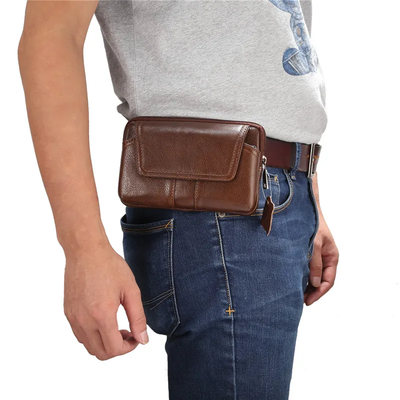 YIANG Винтаж небольшой бренд Повседневное Для мужчин Талия пакеты модные из натуральной кожи поясная сумка телефон сумка для путешествий