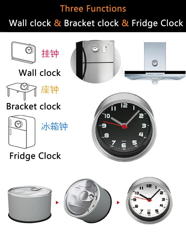 Магнит может часы настольные оловянные аналоговые часы магнитные на кухне алюминиевые оловянные часы стенка холодильника часы бесплатно