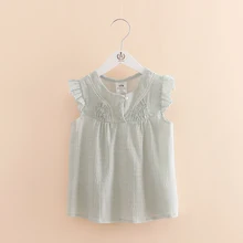 Новая летняя детская одежда для маленьких девочек, год рубашка с короткими рукавами