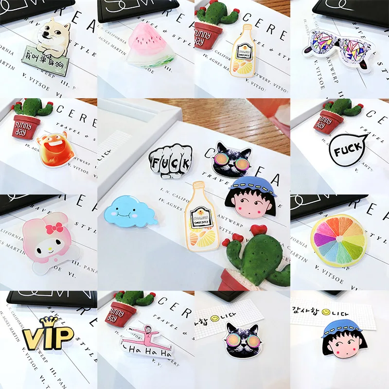 LNRRABC New 2PCS Fashion Cute Pretty Acrylic Collar Pin Badge Corsage Cartoon Brooch Jewellery DIY Decor | Украшения и аксессуары