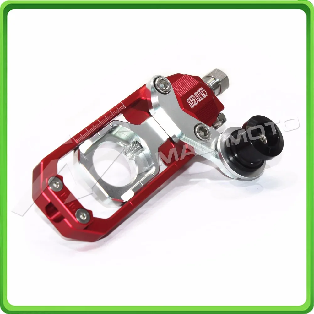 Motorcycle Chain Tensioner Adjuster with bobbin fit for APRILIA RSV4 2009 2010 2011 2012 2013 2014 Red & Silver (8)