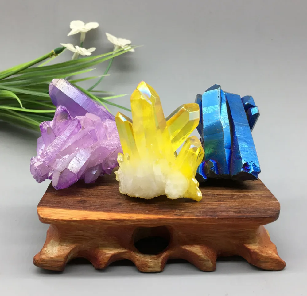 

1PCS 40g+ Beautiful Blue & Purple Aura QUARTZ CRYSTAL Titanium Bismuth Silicon Rainbow CLUSTER cluster specimen
