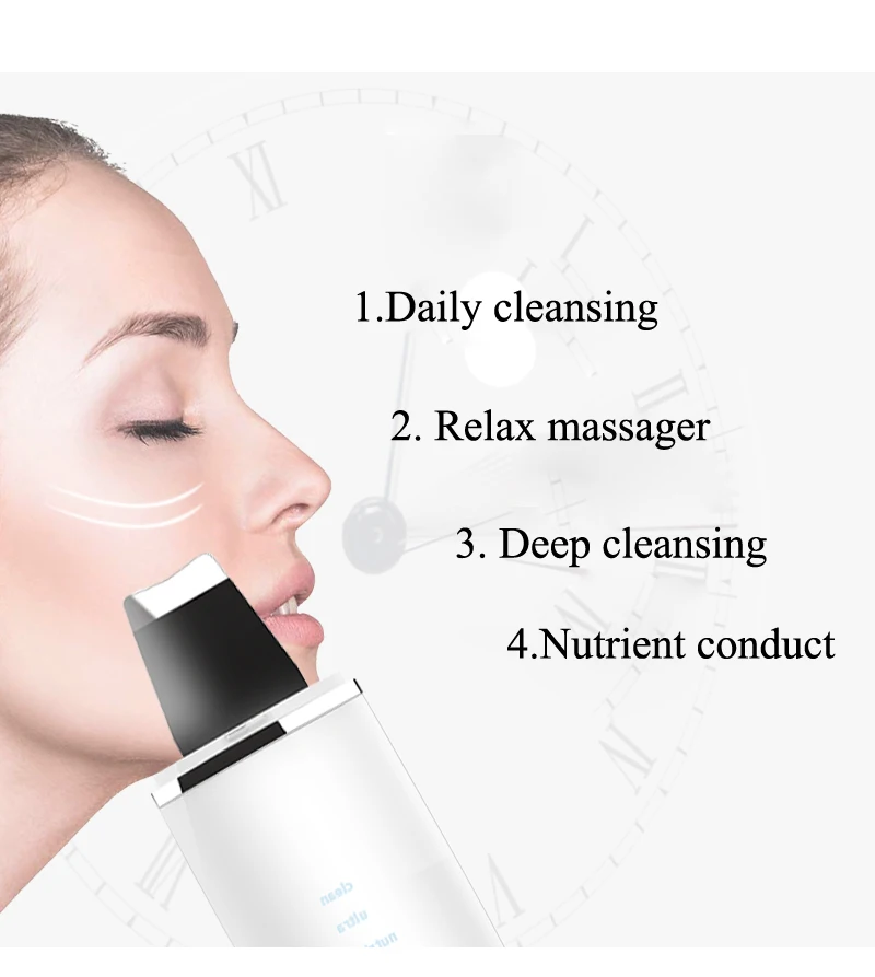 Wireless Charging Ultrasonic ION Deep Cleansing Nutrient Plus Skin Scrubber Face Lifting Tightening Beauty Machine