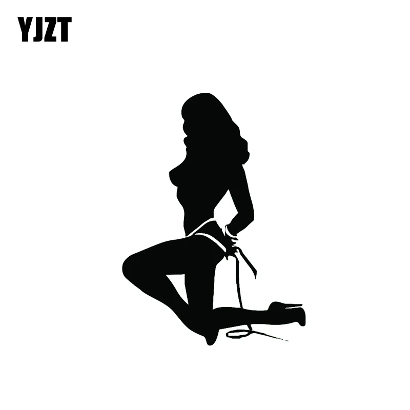 YJZT 8.9*12.2CM Binding Sexy Kneel Girl Car Sticker Advanced Design Black/Silver Vinyl Decals Covering The Body C20-0289 | Автомобили и