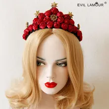 Luxury bride floral crown rose headband flower hair garland festival wedding hair accessories hairbands