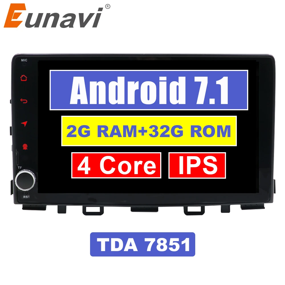 

Eunavi 1 Din 9'' Android 7.1 Car Radio Stereo GPS Navigation for Kia Rio 2017 Multimedia 2G RAM WIFI Bluetooth USB RDS