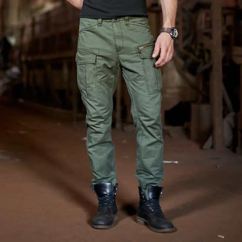 

Fashion Pure Cotton Excellent Quality Cargo Pants For Men Loose Multi Pockets Military Trousers