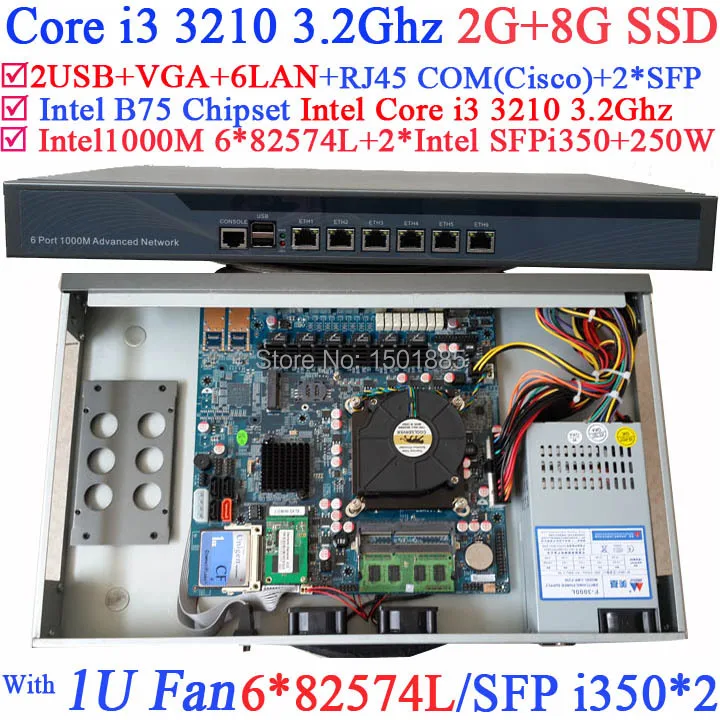 Офис маршрутизатор Intel Core i3 3210 Процессор межсетевого экрана сервера для HTPC образование отель 2 г Оперативная память 8 г SSD