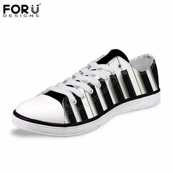 

FORUDESIGNS Classic Low Style Men Vulcanize Shoes 3D Piano Print Casual Men's Sneakers Casual Canvas Shoes for Teen Boys Male