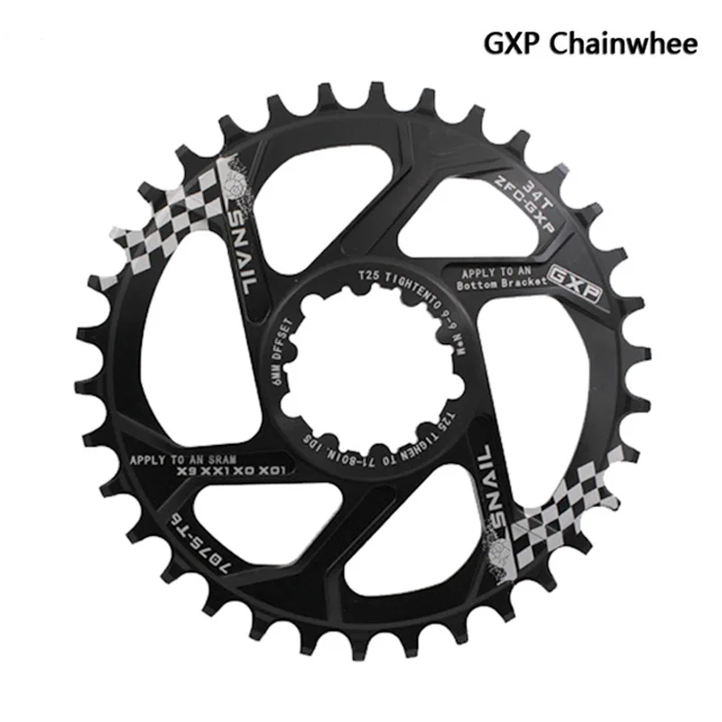 

SNAIL Bike Chainwheel 30T 32T 34T 7075 CNC Narrow Wide Chainring For Sram GXP XX1 X9 XO X01 AL offset 6mm