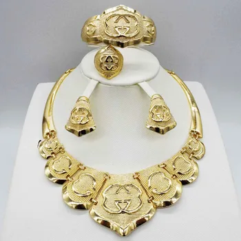 

Fashion jewelry set African Nigeria Dubai gold-color African bead jewelry wedding jewelry set african beads jewelry sets