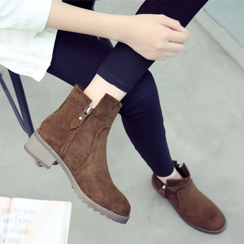 

New Fashion Snow Rain Women Boots Shoes Flats Cow Suede Leather Zipper Winter Fur Plush Warm Round Toe Ankle Superstar XHR-2159