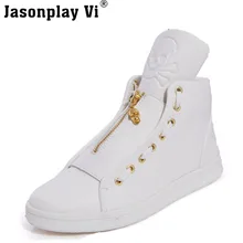 Jasonplay Vi y 2016 Nueva Marca de Moda Transpirable Zapatos de Los Hombres del Otoño estilo del Top del Alto de Cuero Antideslizantes Zapatos Planos de Los Hombres Zapatos Casuales WZ256