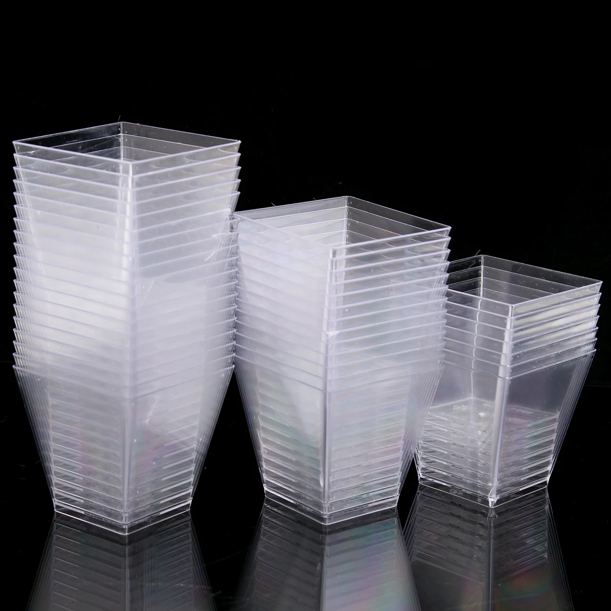 40pcs 7OZ Plastic Cup 210ml Clear Square Disposable Dessert Cup