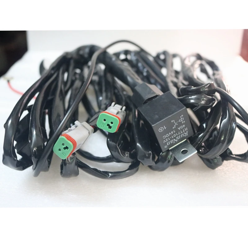 Car Wiring Harness Led Light bar 12V 40A Fuse Relay On/Off Switch Relay 14AWG Universal For Light Bar Accessories (2 Lead)