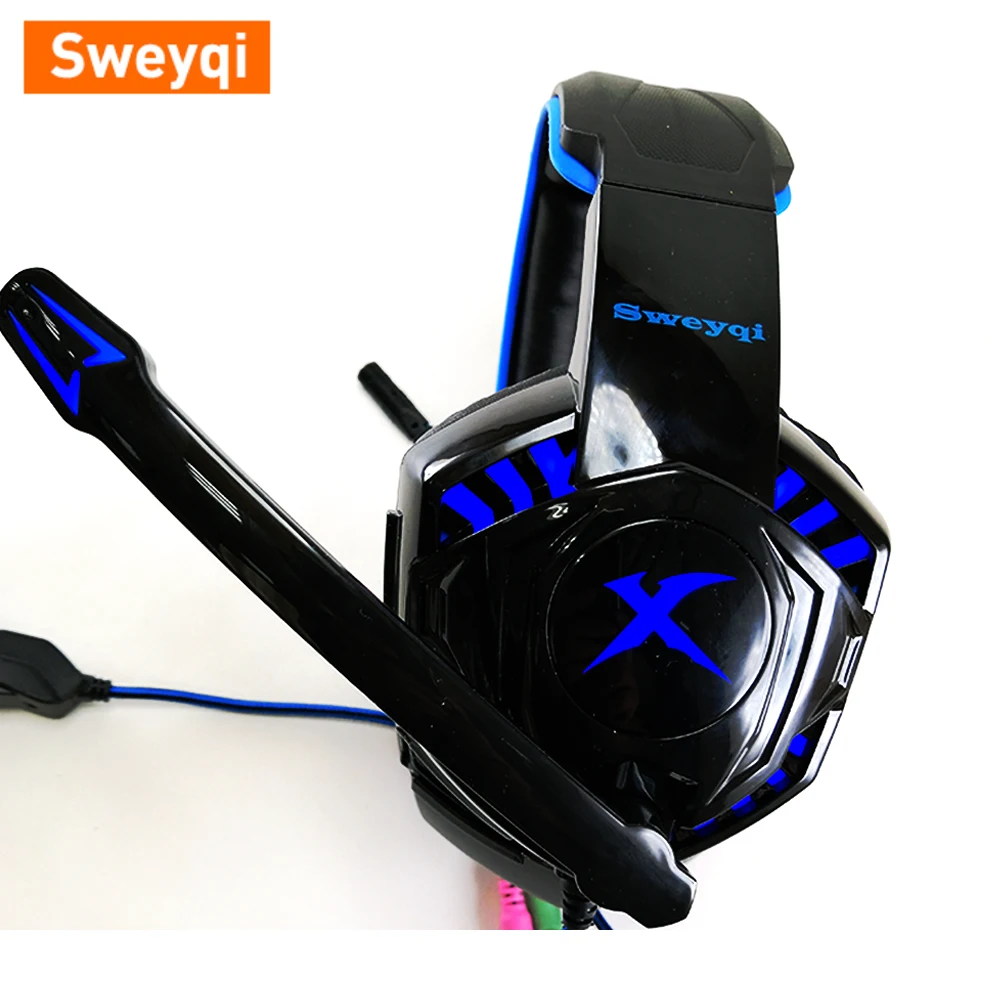 Sweyqi A702 A701 Stereo wired gaming headphones game headset over ear with mic Voice control for laptop computer gamer