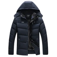 YJSFG дом Для мужчин s Толстая теплая зимняя куртка пальто съемный шлем Высокий воротник Для мужчин пиджаки Мужской пух Подкладка с капюшоном повседневные пальто