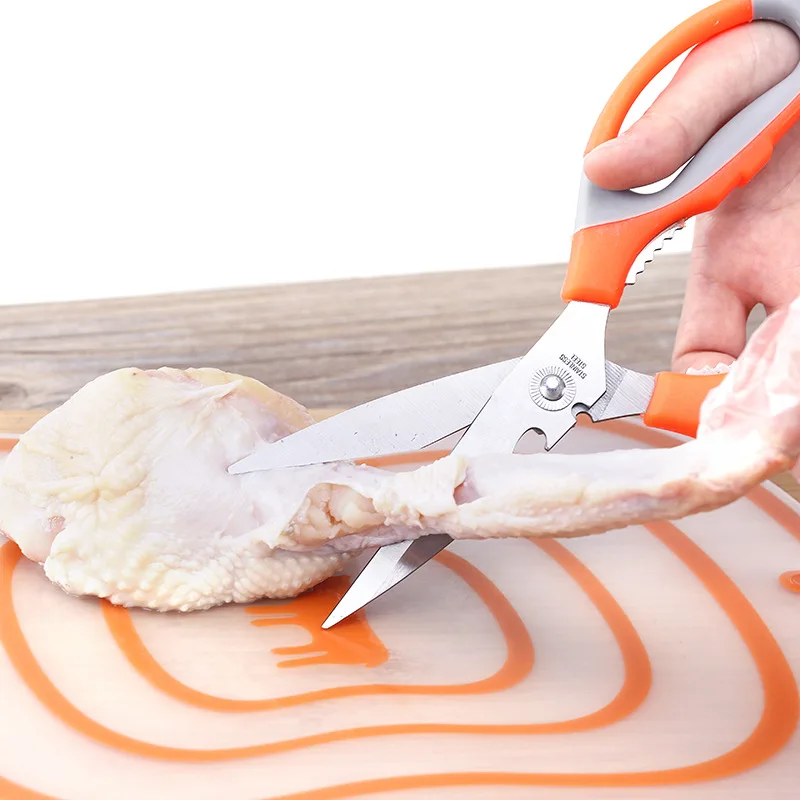 

Multi-function kitchen scissors strong chicken bone scissors household stainless steel bone scissors sharp cut fish kill fish