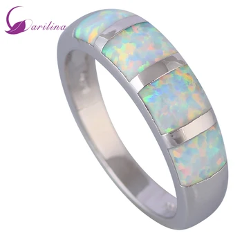 

Fashion Opal rings Fine Jewelry Women's rings White Fire Opal 925 Sterling Silver Color Wedding Party ring size 5 6 7 8 9 R520
