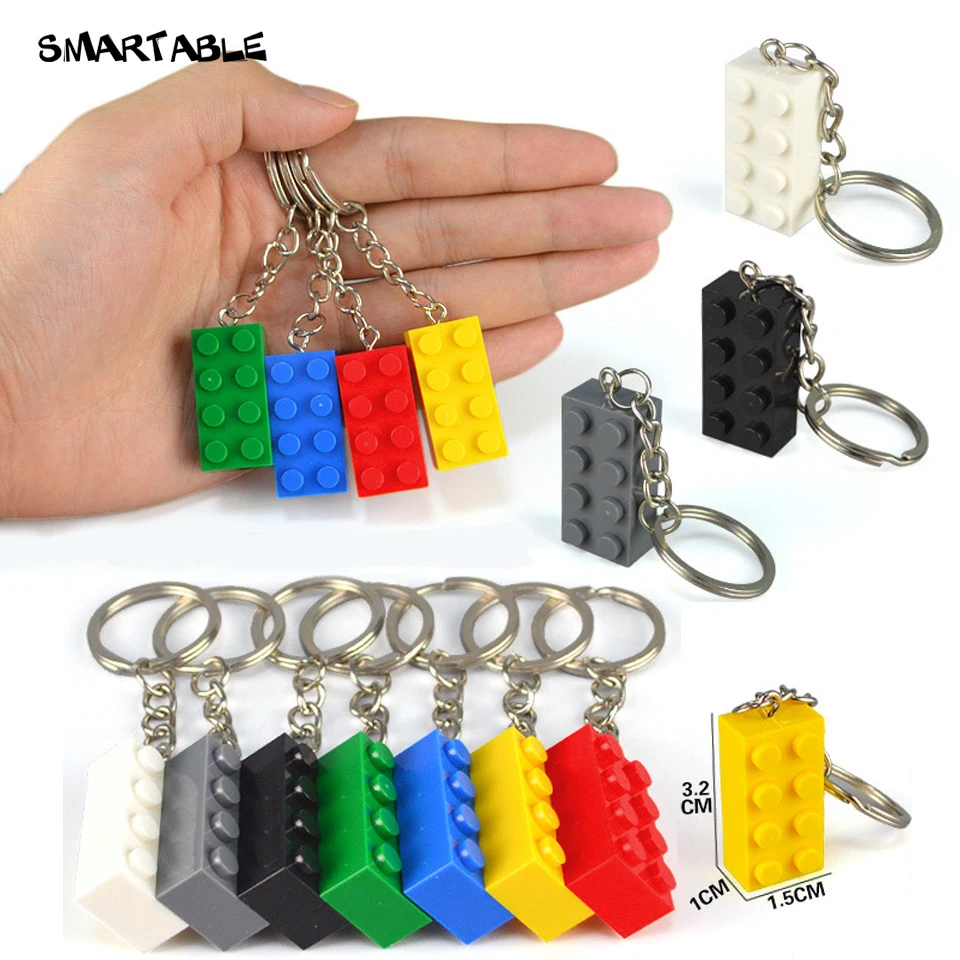 

Smartable Brick 2x4 2x2 2x3 1x4 Key Chain Building Block Toy For Kids Christmas Gift Keychain Decorations Mixed Colors 30pcs/lot