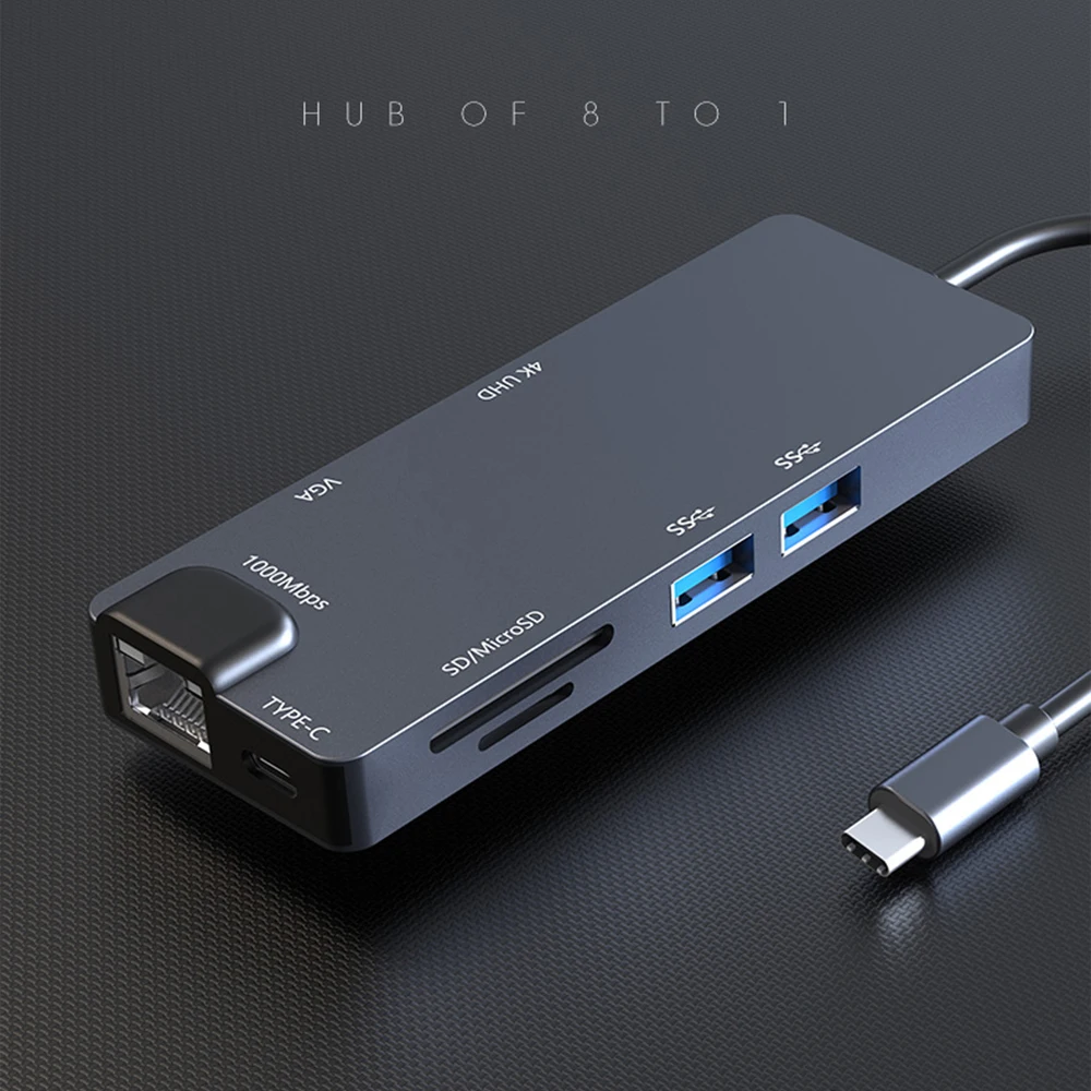 USB-C type C концентратор USB 3,0 HDMI 4K RJ45 Gigabit Ethernet VGA SD TF кард-ридер для Macbook Pro huawei P20 pro адаптер USB-C концентратор