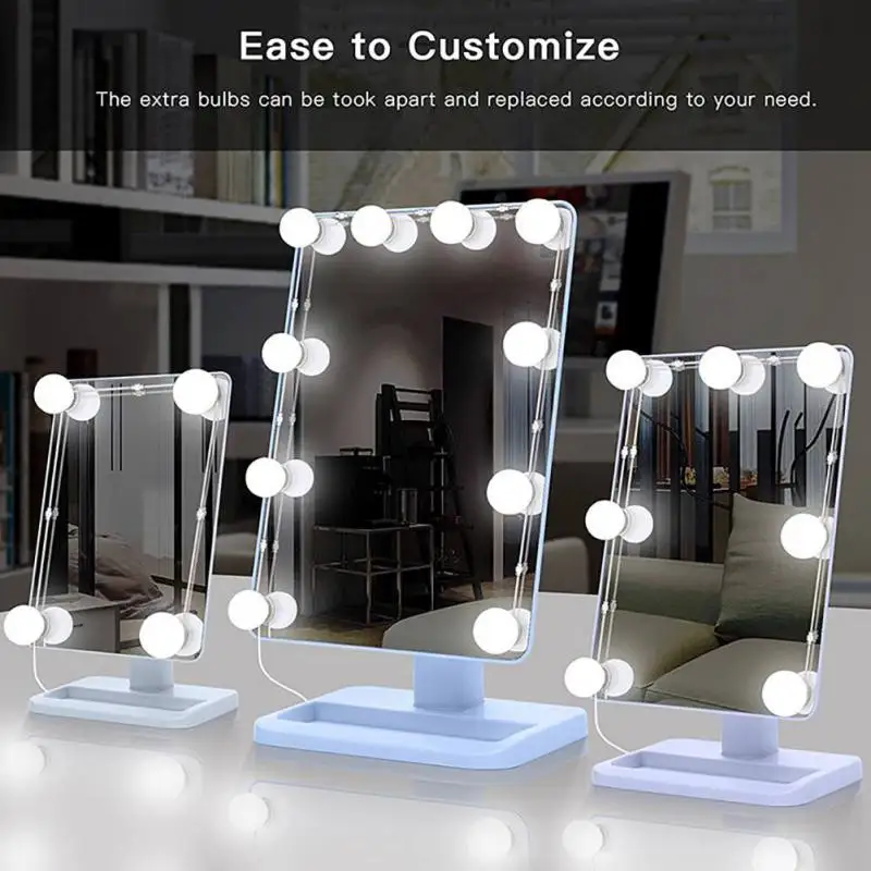 Светодиодный подсветка косметического зеркала комплект с лампочки с регулировкой силы света освещение трубчатое приспособление для макияжа туалетный столик Набор 0259