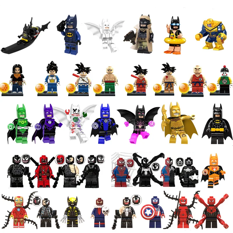 1 pcs Captain marvel Legoing SpiderMan Deadpool Venom Super Heroes Dragon Ball Z Building Blocks Toys Toys For Children Legoing