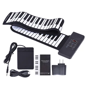 

Portable Silicon 88 Keys Hand Roll Up Piano Electronic USB Keyboard Built-in Li-ion Battery and Loud Speaker with One Pedal