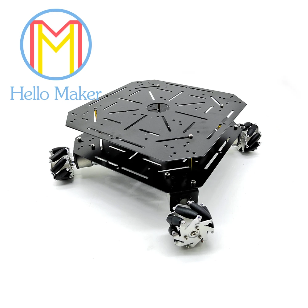 4 WD. 60 мм колесо Mecanum. Алюминиевый сплав. Мощный двигатель. Для фанатов сделай сам.