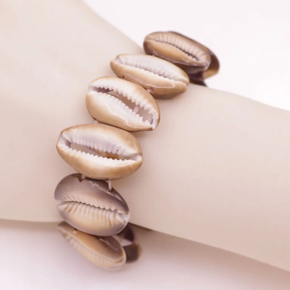 20mm-28mm Free Form Natural Conch Shell Stretch Bracelet 7&quot Jewelry Brown White Beige Choose | Украшения и аксессуары