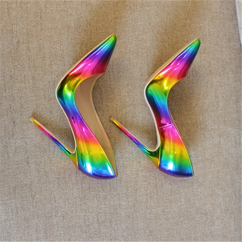 holographic pointed toe heels