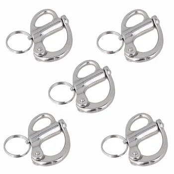 

5pcs 35mm 304 Stainless Steel Fixed Snap Anchor Shackle Rigging Silver Fixed Eye Bail with Eye Ring for Sailboat
