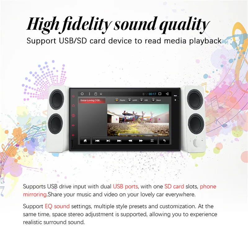 Cheap 7" 2Din Android 9.1 Quad Core Car Stereo Multimedia Player 2GB RAM 16GB ROM Autoradio Universal GPS Navigation Car Radio 1