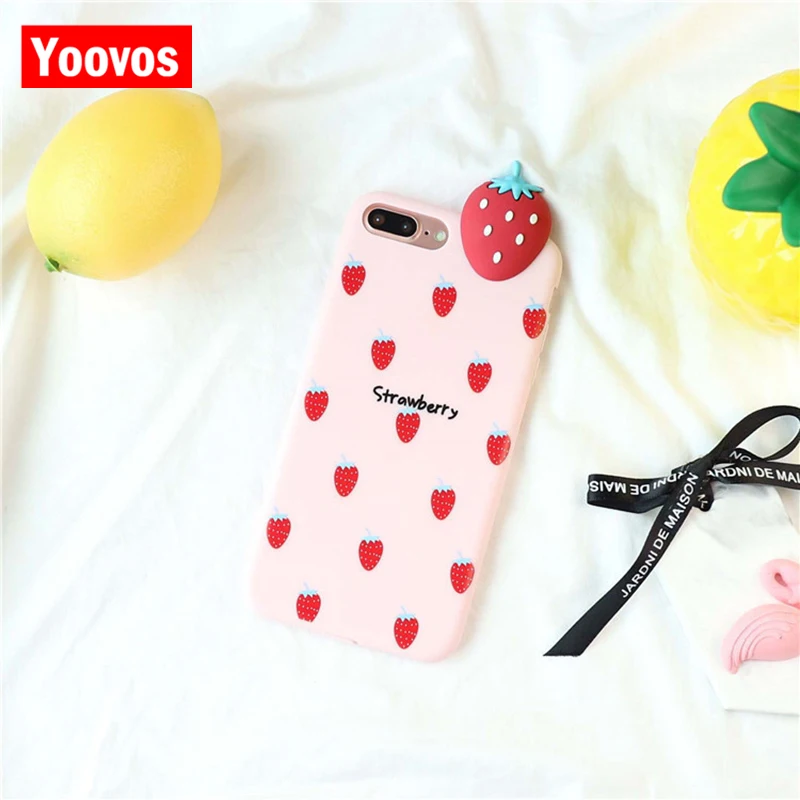 Yoovos Three-dimensional Small Fresh Fruit Phone Cases For IPhone 7 8 6 Case Iphone 6Plus 7Plus 8Plus X TPU soft Back Cover |