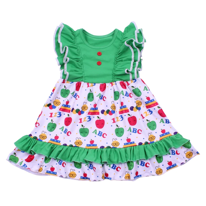 

Latest Style Children Clothes Summer Sleeveless Tank Dress For Girls Back To School Printed Smock Dresses Ruffles Sweety Frocks