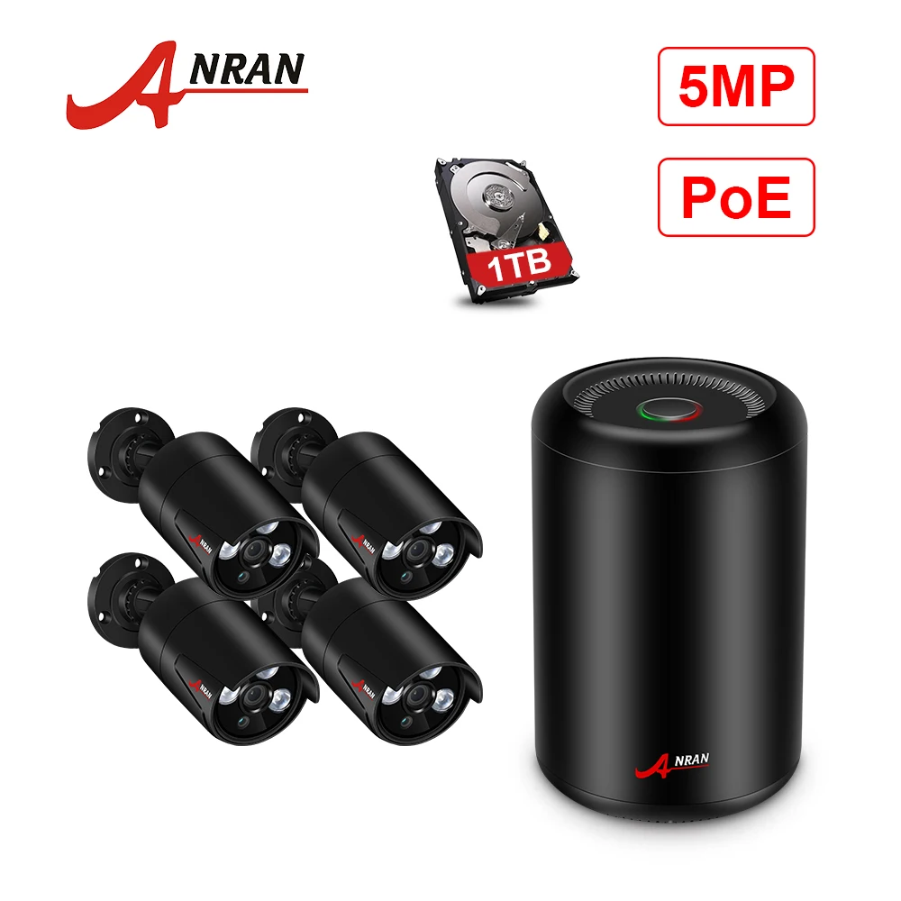 

ANRAN CCTV Camera System POE 4CH H.265 NVR 5MP Security Camera Night Vision HD IP Camera Outdoor Video Surveillance System