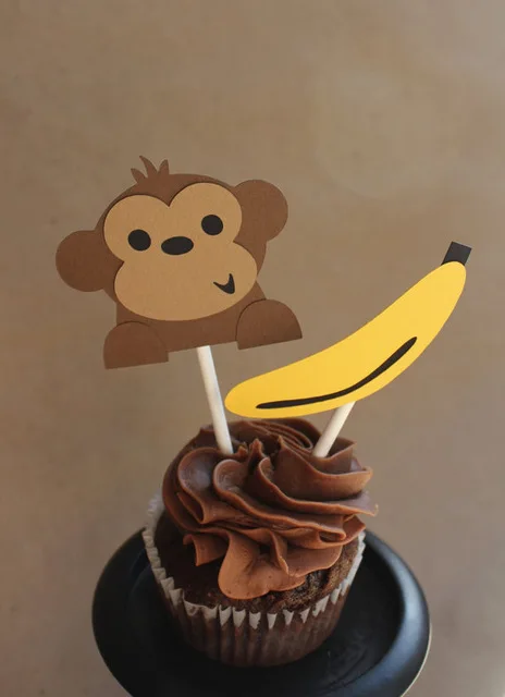 Singe Et Banane Cupcake Toppers Mariage Anniversaire Bebe Douche Fete Nourriture Choix Livraison Gratuite Photo Stand Accessoires Aliexpress
