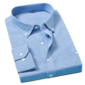 

2019 Spring and Autumn Fashion New Men's Casual Long Sleeve Solid Color Shirt / Men's Slim Fit Business Oxford Shirts