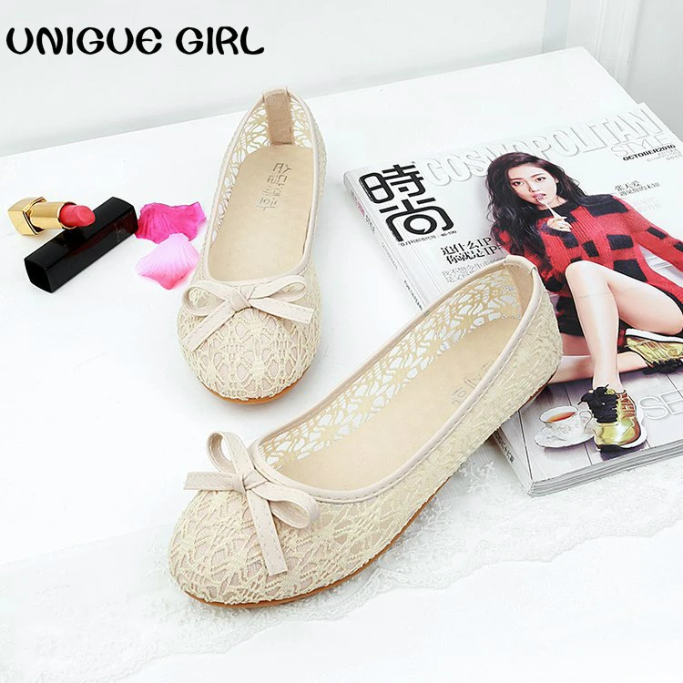 

2019 New Women Flats Shoes Ballet Flats Fashion Slip on Cut Outs Flat Women Shoes Sweet Hollow Summer Female Shoes Casual Shoes