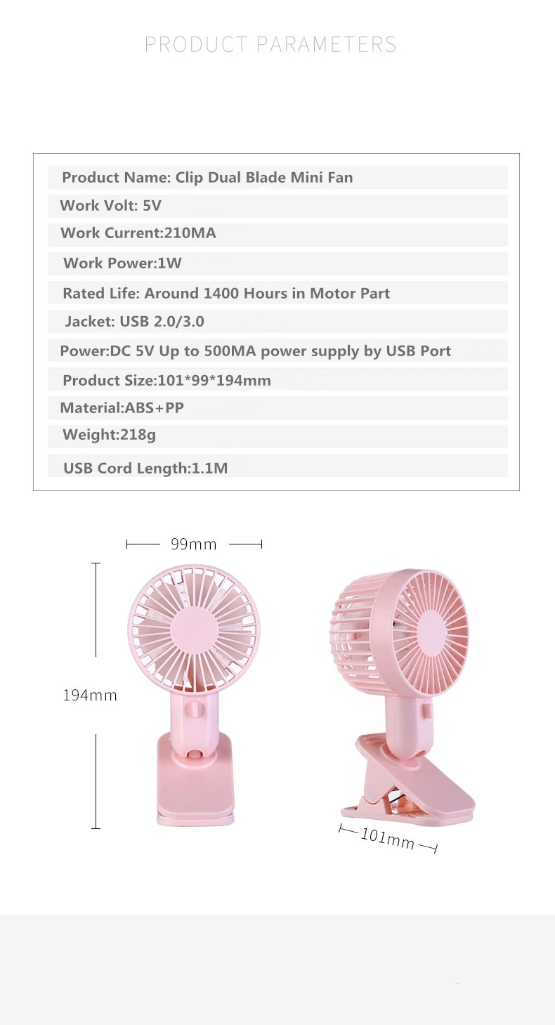 Портативный бесшумный мини-вентилятор с зажимом летний офисный USB Миниатюрный Настольный вентилятор воздушный кондиционер DC 5 V двойной вентилятор 2 скорости Регулируемая скорость